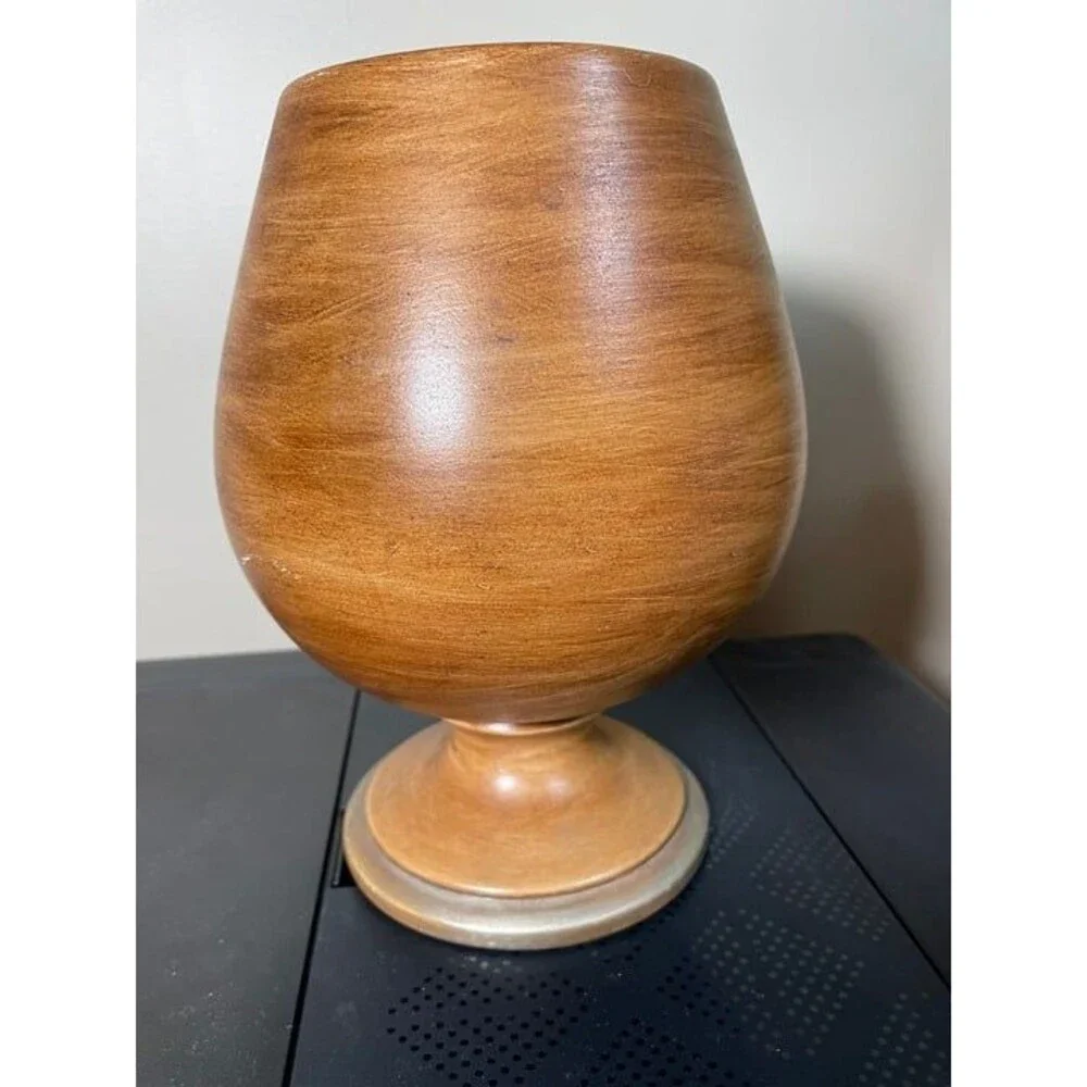 Vintage 1972 Pottery Pedestal Goblet Bernnice Schaerer 9